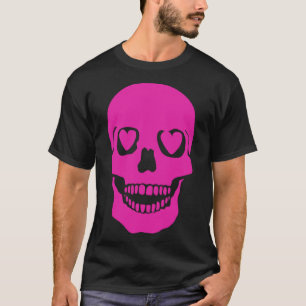 Fantastische roze schedel hart ogen t-shirt