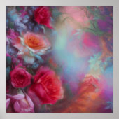 Fantastische Rozen gekleurd in perzikkleurig  Poster (Voorkant)