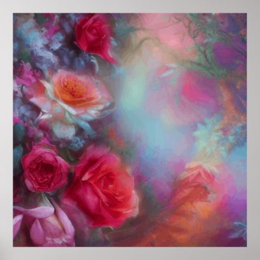 Fantastische Rozen gekleurd in perzikkleurig  Poster (Voorkant)