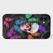 Fantastische schedel en gekleurde vlinders Case-Mate iPhone case (Achterkant (horizontaal))
