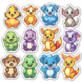 Fantastische set van cartoon dierlijke stickers (Voorkant)