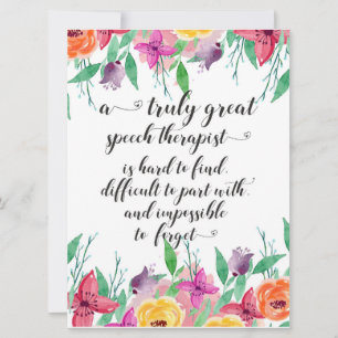 Fantastische spraaktherapeut bedankt SLP Kaart