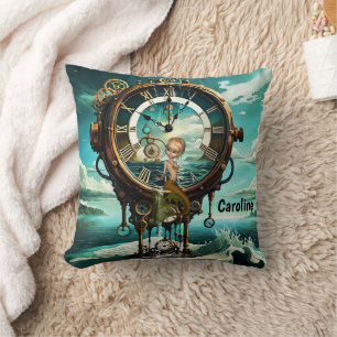 Fantastische steampunk zee klok kussen