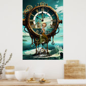 Fantastische steampunk zee klok poster (Keuken)