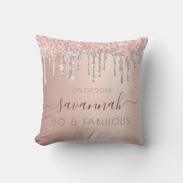 Fantastische verjaardag roos goud roze zilver kussen (Voorkant)