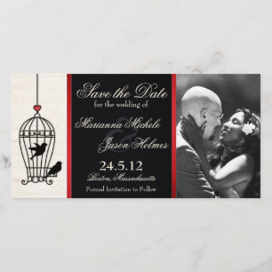 Fantastische Vogelkooi Foto Save the Date Rode Lin
