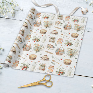 Fantastische Waterverf Bloemige Aardbei Landelijk Cadeaupapier
