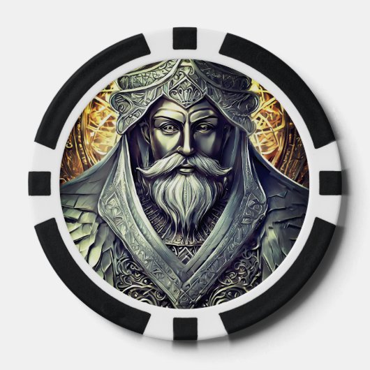 Fantastische Wizard Poker Chips, zwart gestreepte  Poker Chips (Voorkant)