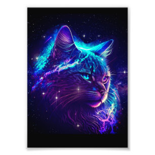 Fantasy Abstract Cute Galaxy Space Kitty Cat Foto Afdruk
