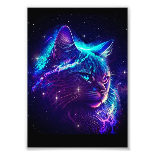 Fantasy Abstract Cute Galaxy Space Kitty Cat Foto Afdruk (Voorkant)