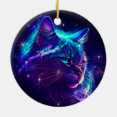 Fantasy Abstract Cute Galaxy Space Kitty Cat Keramisch Ornament (Achterkant)