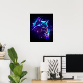 Fantasy Abstract Cute Galaxy Space Kitty Cat Poster (Thuiskantoor)