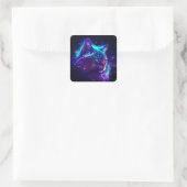 Fantasy Abstract Cute Galaxy Space Kitty Cat Vierkante Sticker (Tas)