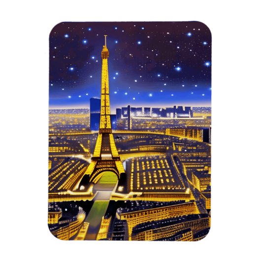 Fantasy Aerial Uitzicht Paris onder de sterren Magneet (Verticaal)