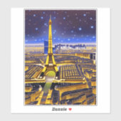 Fantasy Aerial Uitzicht Paris onder de sterren Sticker (Vel)