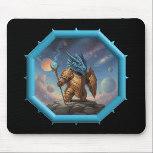 Fantasy Afbeelding Kleine Blauwe Draak in Bronzen Muismat