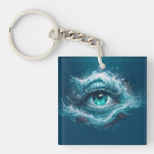Fantasy Afbeelding - Oude Blauwe Ogen Sleutelhanger (voorkant)