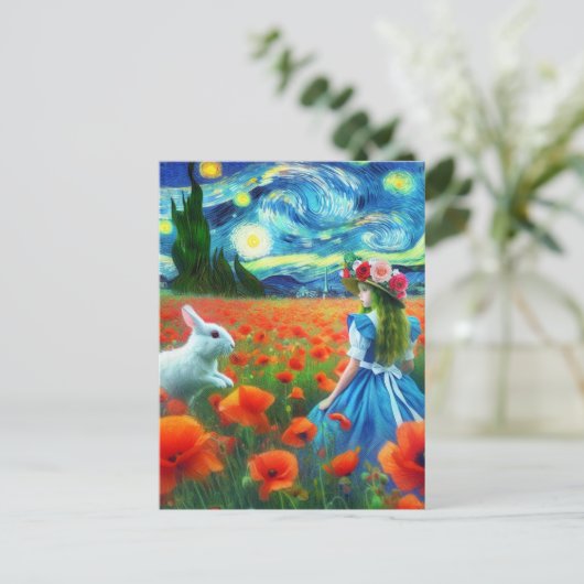 Fantasy Alice en het konijn Enter Oz Van Gogh Briefkaart (Staand voorkant)