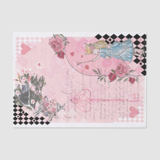 Fantasy  Alice in Wonderland Checkerboard Tissuepapier (Voorkant)