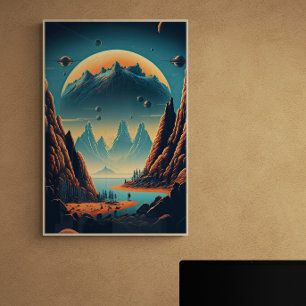 Fantasy Alien Landscape AI Art #2   Kleurrijk Poster