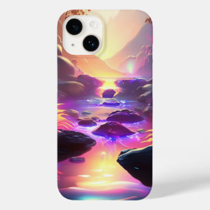 Fantasy Alien Planet Neon Rainbow River Waterval Case-Mate iPhone 14 Hoesje