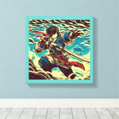 Fantasy Anime Hero 1 - Japanse houtsnede Canvas Afdruk (Insitu (Houten vloer))