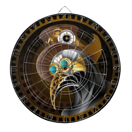 Fantasy Antiek Steampunk Pest Doctor Gears Dartbord (Voorkant)