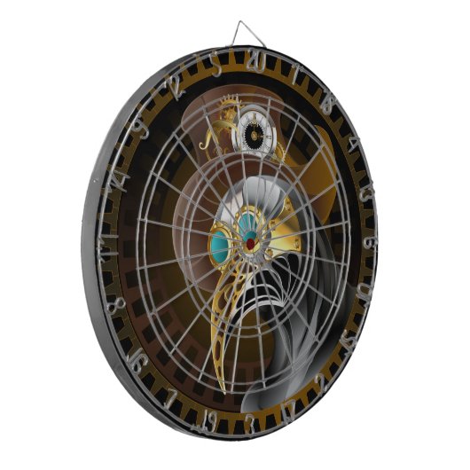 Fantasy Antiek Steampunk Pest Doctor Gears Dartbord (Voorkant Links)