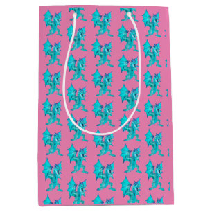 Fantasy Aqua Draak Roze Mythisch Wezen Design Medium Cadeauzakje