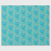 Fantasy Aqua Draak Turquoise Mythisch Wezen Design Cadeaupapier (Vlak)