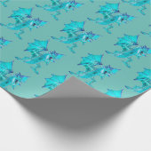 Fantasy Aqua Draak Turquoise Mythisch Wezen Design Cadeaupapier (Hoek)