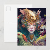 Fantasy Art Dragon Goddess Queen Briefkaart (Voorkant / Achterkant)