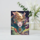 Fantasy Art Dragon Goddess Queen Briefkaart (Staand voorkant)
