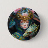 Fantasy Art Dragon Goddess Queen Button (Voorkant)