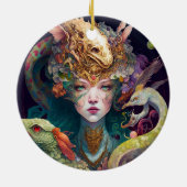 Fantasy Art Dragon Goddess Queen Keramisch Ornament (Achterkant)