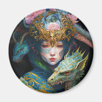 Fantasy Art Dragon Goddess Queen Magnet