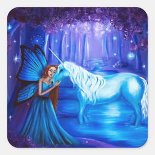 Fantasy Art Fairy en Unicorn Sticker