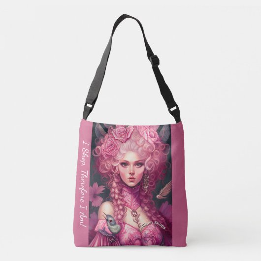 Fantasy Art Rococo Portret Roze Dame Canvas tas (Achterkant)