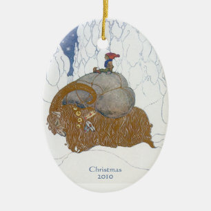 Fantasy Art Swedish Yule Goat Dated Personated Keramisch Ornament
