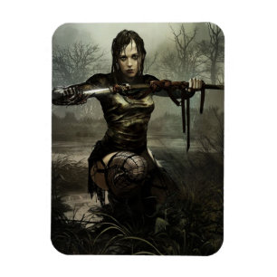 Fantasy Art, Vrouw Warrior met zwaard Briefkaart Magneet