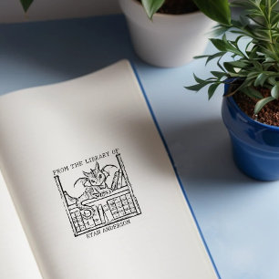 Fantasy Baby Dragon Bookplate Rubberstempel