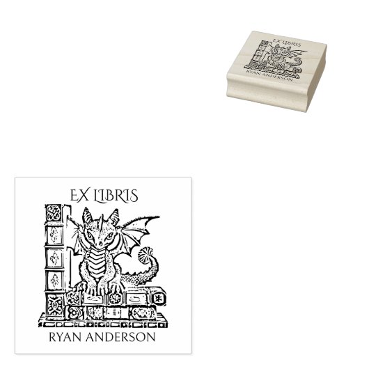  Fantasy Baby Dragon Ex Libris Rubberstempel (Gestempeld)