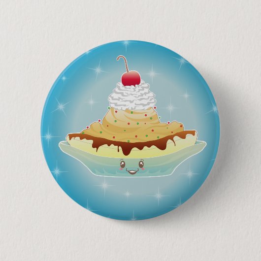 Fantasy bananasplit ronde button 5,7 cm (Voorkant)