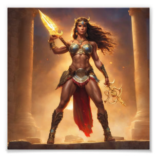 Fantasy Barbarian Warrior Queen met wapens Foto Afdruk