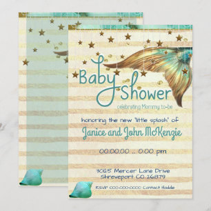 Fantasy Beach Mermaid Baby shower Invitation Kaart