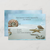 Fantasy Beach met Shells Bruiloft RSVP Kaart (Voorkant / Achterkant)