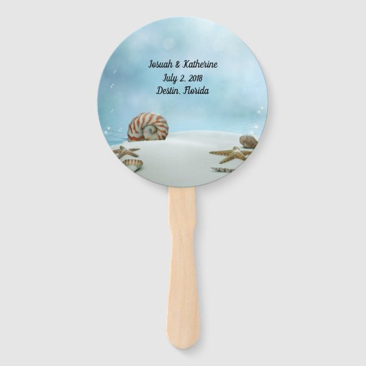 Fantasy Beach Thema Huwelijksprogramma Fan Handwaaier (Achterkant)