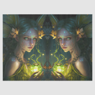 Fantasy Beauful Green Forest Fairy-ontkoppeling Tissuepapier