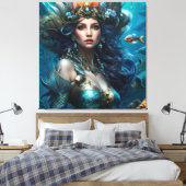 Fantasy Beauful Mermaid Princess Canvas Afdruk (Insitu (Slaapkamer))