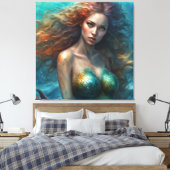 Fantasy Beauful Mermaid Princess Canvas Afdruk (Insitu (Slaapkamer))